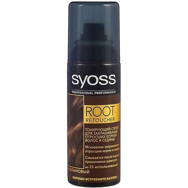 Syoss root Retoucher тонирующий спрей,черный 120мл. Сьёсс root Retoucher 120мл тёмно-каштановый тонирующий спрей. Спрей тонирующий Syoss root Retoucher, каштановый, 120мл.